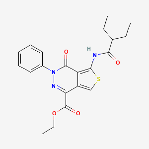 molecular formula C21H23N3O4S B2885713 Ethyl 5-(2-ethylbutanoylamino)-4-oxo-3-phenylthieno[3,4-d]pyridazine-1-carboxylate CAS No. 851946-77-5