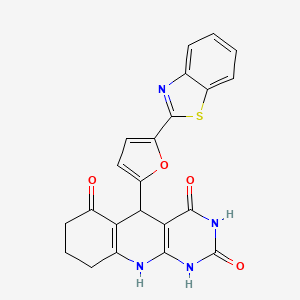 molecular formula C22H16N4O4S B2885715 5-(5-(benzo[d]thiazol-2-yl)furan-2-yl)-7,8,9,10-tetrahydropyrimido[4,5-b]quinoline-2,4,6(1H,3H,5H)-trione CAS No. 853744-92-0