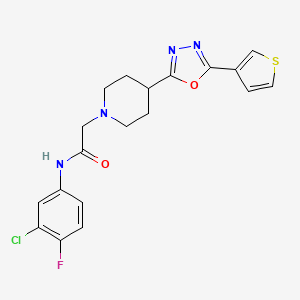 molecular formula C19H18ClFN4O2S B2885733 N-(3-chloro-4-fluorophenyl)-2-(4-(5-(thiophen-3-yl)-1,3,4-oxadiazol-2-yl)piperidin-1-yl)acetamide CAS No. 1448030-11-2