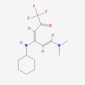 molecular formula C14H21F3N2O B2885737 (3E,5E)-4-(cyclohexylamino)-6-(dimethylamino)-1,1,1-trifluorohexa-3,5-dien-2-one CAS No. 338402-05-4