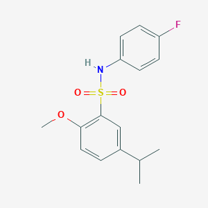 molecular formula C16H18FNO3S B288574 N-(4-fluorophenyl)-5-isopropyl-2-methoxybenzenesulfonamide 