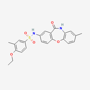 molecular formula C23H22N2O5S B2885752 4-乙氧基-3-甲基-N-(8-甲基-11-氧代-10,11-二氢二苯并[b,f][1,4]恶杂环庚-2-基)苯磺酰胺 CAS No. 922089-01-8