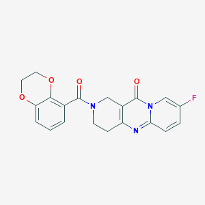 molecular formula C20H16FN3O4 B2885767 2-(2,3-二氢苯并[b][1,4]二噁英-5-羰基)-8-氟-3,4-二氢-1H-二吡啶并[1,2-a:4',3'-d]嘧啶-11(2H)-酮 CAS No. 2034507-90-7