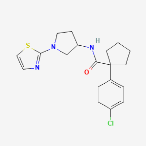molecular formula C19H22ClN3OS B2885770 1-(4-chlorophenyl)-N-(1-(thiazol-2-yl)pyrrolidin-3-yl)cyclopentanecarboxamide CAS No. 1797709-25-1