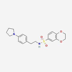 molecular formula C20H24N2O4S B2885778 N-(4-(pyrrolidin-1-yl)phenethyl)-2,3-dihydrobenzo[b][1,4]dioxine-6-sulfonamide CAS No. 954053-95-3
