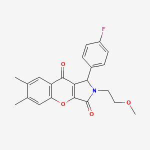 molecular formula C22H20FNO4 B2885794 1-(4-Fluorophenyl)-2-(2-methoxyethyl)-6,7-dimethyl-1,2-dihydrochromeno[2,3-c]pyrrole-3,9-dione CAS No. 867137-85-7
