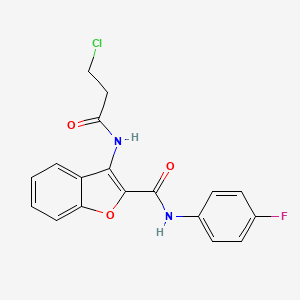 molecular formula C18H14ClFN2O3 B2885795 3-(3-chloropropanamido)-N-(4-fluorophenyl)benzofuran-2-carboxamide CAS No. 887883-77-4