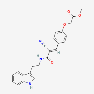 molecular formula C23H21N3O4 B2885800 methyl {4-[(1E)-2-cyano-3-{[2-(1H-indol-3-yl)ethyl]amino}-3-oxoprop-1-en-1-yl]phenoxy}acetate CAS No. 335207-15-3