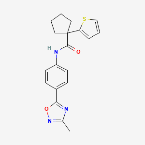 molecular formula C19H19N3O2S B2885801 N-(4-(3-methyl-1,2,4-oxadiazol-5-yl)phenyl)-1-(thiophen-2-yl)cyclopentanecarboxamide CAS No. 1226448-74-3