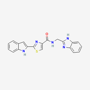molecular formula C20H15N5OS B2885803 N-((1H-benzo[d]imidazol-2-yl)methyl)-2-(1H-indol-2-yl)thiazole-4-carboxamide CAS No. 1171732-42-5