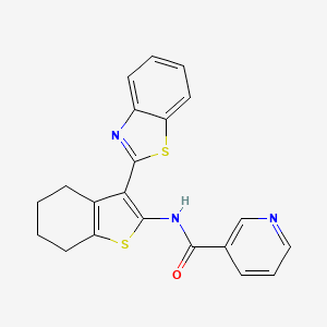 molecular formula C21H17N3OS2 B2885808 N-[3-(1,3-benzothiazol-2-yl)-4,5,6,7-tetrahydro-1-benzothiophen-2-yl]pyridine-3-carboxamide CAS No. 690646-20-9