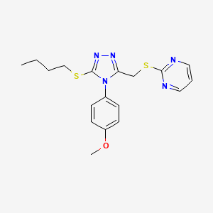 molecular formula C18H21N5OS2 B2885809 2-[[5-丁基硫代-4-(4-甲氧基苯基)-1,2,4-三唑-3-基]甲基硫代]嘧啶 CAS No. 868221-41-4
