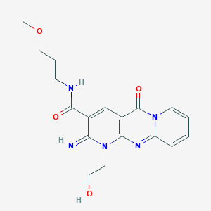 molecular formula C18H21N5O4 B2885811 1-(2-hydroxyethyl)-2-imino-N-(3-methoxypropyl)-5-oxo-2,5-dihydro-1H-dipyrido[1,2-a:2',3'-d]pyrimidine-3-carboxamide CAS No. 369401-16-1