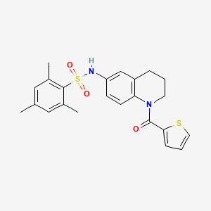 molecular formula C23H24N2O3S2 B2885819 2,4,6-trimethyl-N-[1-(2-thienylcarbonyl)-1,2,3,4-tetrahydroquinolin-6-yl]benzenesulfonamide CAS No. 1005299-83-1