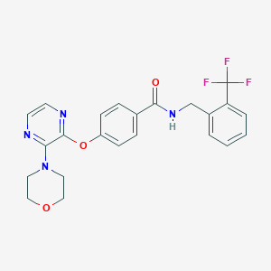 molecular formula C23H21F3N4O3 B2885820 4-{[3-(吗啉-4-基)吡嗪-2-基]氧基}-N-[2-(三氟甲基)苄基]苯甲酰胺 CAS No. 1116074-28-2