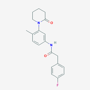 molecular formula C20H21FN2O2 B2885826 2-(4-氟苯基)-N-(4-甲基-3-(2-氧代哌啶-1-基)苯基)乙酰胺 CAS No. 922866-61-3