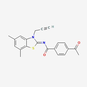 4-acetyl-N-(5,7-dimethyl-3-prop-2-ynyl-1,3-benzothiazol-2-ylidene)benzamide