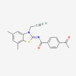 molecular formula C21H18N2O2S B2885830 4-乙酰基-N-(5,7-二甲基-3-丙-2-炔基-1,3-苯并噻唑-2-亚甲基)苯甲酰胺 CAS No. 868377-53-1