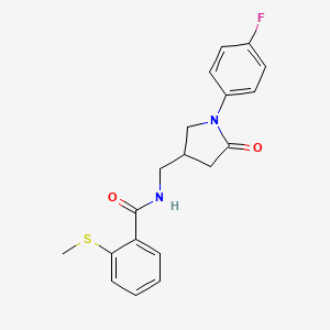 molecular formula C19H19FN2O2S B2885837 N-((1-(4-氟苯基)-5-氧代吡咯烷-3-基)甲基)-2-(甲硫基)苯甲酰胺 CAS No. 954668-28-1