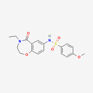 molecular formula C18H20N2O5S B2885839 N-(4-乙基-5-氧代-2,3,4,5-四氢苯并[f][1,4]恶杂环-7-基)-4-甲氧基苯磺酰胺 CAS No. 922007-74-7