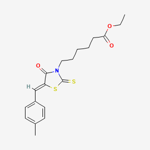ethyl 6-[(5Z)-5-[(4-methylphenyl)methylidene]-4-oxo-2-sulfanylidene-1,3-thiazolidin-3-yl]hexanoate