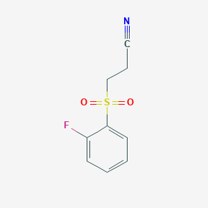 molecular formula C9H8FNO2S B2885855 3-((2-Fluorophenyl)sulfonyl)propanenitrile CAS No. 671191-88-1