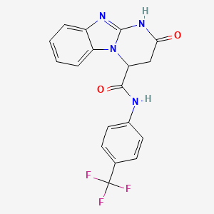 molecular formula C18H13F3N4O2 B2885857 2-oxo-N-(4-(trifluoromethyl)phenyl)-2,3,4,10-tetrahydrobenzo[4,5]imidazo[1,2-a]pyrimidine-4-carboxamide CAS No. 1421441-13-5