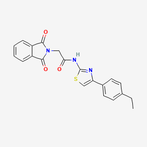 molecular formula C21H17N3O3S B2885858 2-(1,3-二氧代二氢吲哚-2-基)-N-(4-(4-乙基苯基)噻唑-2-基)乙酰胺 CAS No. 477545-63-4