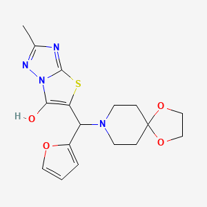 molecular formula C17H20N4O4S B2885862 5-(呋喃-2-基(1,4-二氧杂-8-氮杂螺[4.5]癸-8-基)甲基)-2-甲基噻唑并[3,2-b][1,2,4]三唑-6-醇 CAS No. 851969-98-7