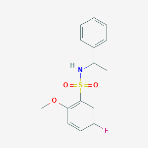 molecular formula C15H16FNO3S B288587 5-fluoro-2-methoxy-N-(1-phenylethyl)benzenesulfonamide 