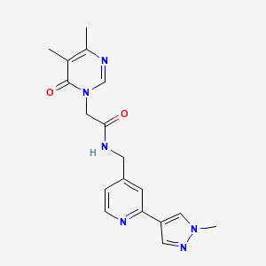 molecular formula C18H20N6O2 B2885871 2-(4,5-dimethyl-6-oxo-1,6-dihydropyrimidin-1-yl)-N-{[2-(1-methyl-1H-pyrazol-4-yl)pyridin-4-yl]methyl}acetamide CAS No. 2097920-14-2