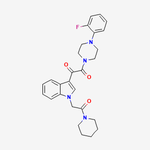 molecular formula C27H29FN4O3 B2885876 1-(4-(2-氟苯基)哌嗪-1-基)-2-(1-(2-氧代-2-(哌啶-1-基)乙基)-1H-吲哚-3-基)乙烷-1,2-二酮 CAS No. 872860-86-1