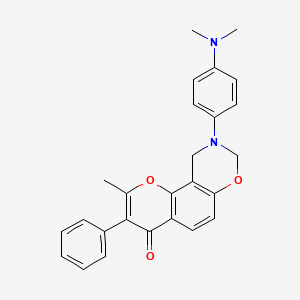 molecular formula C26H24N2O3 B2885897 9-(4-(二甲氨基)苯基)-2-甲基-3-苯基-9,10-二氢色烯并[8,7-e][1,3]恶嗪-4(8H)-酮 CAS No. 929444-86-0