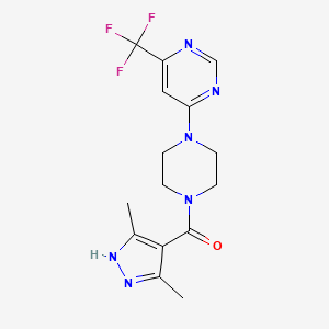 (3,5-dimethyl-1H-pyrazol-4-yl)(4-(6-(trifluoromethyl)pyrimidin-4-yl)piperazin-1-yl)methanone