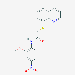 molecular formula C18H15N3O4S B2885915 N-(2-methoxy-4-nitrophenyl)-2-(quinolin-8-ylsulfanyl)acetamide CAS No. 438605-62-0