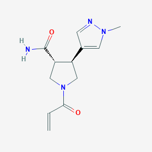 molecular formula C12H16N4O2 B2885926 (3R,4S)-4-(1-Methylpyrazol-4-yl)-1-prop-2-enoylpyrrolidine-3-carboxamide CAS No. 2411177-62-1