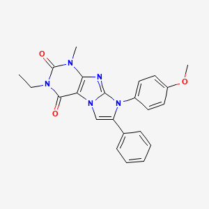 molecular formula C23H21N5O3 B2885939 3-ethyl-8-(4-methoxyphenyl)-1-methyl-7-phenyl-1H-imidazo[2,1-f]purine-2,4(3H,8H)-dione CAS No. 896295-82-2