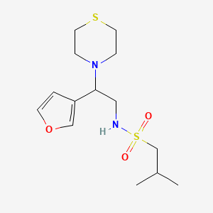 molecular formula C14H24N2O3S2 B2885955 N-(2-(呋喃-3-基)-2-硫代吗啉乙基)-2-甲基丙烷-1-磺酰胺 CAS No. 2034542-40-8