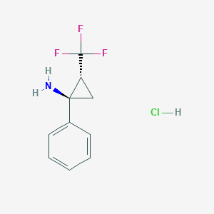molecular formula C10H11ClF3N B2885961 （1R，2R）-1-苯基-2-（三氟甲基）环丙-1-胺；盐酸盐 CAS No. 2287237-04-9