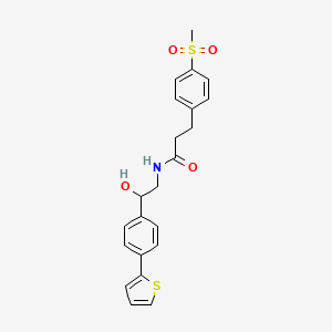 molecular formula C22H23NO4S2 B2885966 N-[2-Hydroxy-2-(4-thiophen-2-ylphenyl)ethyl]-3-(4-methylsulfonylphenyl)propanamide CAS No. 2380185-65-7