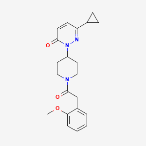 molecular formula C21H25N3O3 B2885970 6-Cyclopropyl-2-[1-[2-(2-methoxyphenyl)acetyl]piperidin-4-yl]pyridazin-3-one CAS No. 2309588-88-1