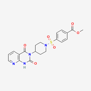 molecular formula C20H20N4O6S B2885985 methyl 4-((4-(2,4-dioxo-1,2-dihydropyrido[2,3-d]pyrimidin-3(4H)-yl)piperidin-1-yl)sulfonyl)benzoate CAS No. 2034426-24-7