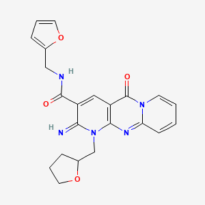 2-Imino-10-oxo-1-(tetrahydro-furan-2-ylmethyl)-1,10-dihydro-2H-1,9,10a-triaza-anthracene-3-carboxylic acid (furan-2-ylmethyl)-amide