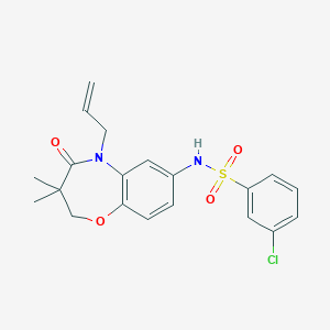molecular formula C20H21ClN2O4S B2885993 N-(5-allyl-3,3-dimethyl-4-oxo-2,3,4,5-tetrahydrobenzo[b][1,4]oxazepin-7-yl)-3-chlorobenzenesulfonamide CAS No. 921909-77-5