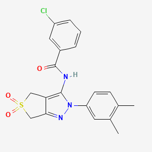 molecular formula C20H18ClN3O3S B2885994 3-氯-N-(2-(3,4-二甲苯基)-5,5-二氧化-4,6-二氢-2H-噻吩并[3,4-c]吡唑-3-基)苯甲酰胺 CAS No. 681267-36-7