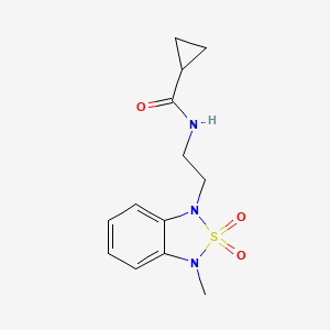 molecular formula C13H17N3O3S B2885995 N-(2-(3-甲基-2,2-二氧化苯并[c][1,2,5]噻二唑-1(3H)-基)乙基)环丙烷甲酰胺 CAS No. 2034487-91-5