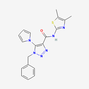 molecular formula C19H18N6OS B2886009 1-benzyl-N-(4,5-dimethylthiazol-2-yl)-5-(1H-pyrrol-1-yl)-1H-1,2,3-triazole-4-carboxamide CAS No. 1795192-42-5