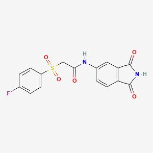 molecular formula C16H11FN2O5S B2886012 N-(1,3-二氧代异吲哚-5-基)-2-(4-氟苯基)磺酰基乙酰胺 CAS No. 895477-86-8