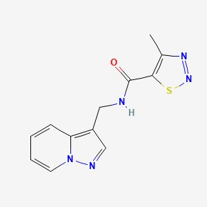 molecular formula C12H11N5OS B2886013 4-methyl-N-(pyrazolo[1,5-a]pyridin-3-ylmethyl)-1,2,3-thiadiazole-5-carboxamide CAS No. 1360283-04-0