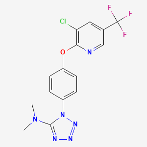 molecular formula C15H12ClF3N6O B2886016 1-(4-{[3-chloro-5-(trifluoromethyl)-2-pyridinyl]oxy}phenyl)-N,N-dimethyl-1H-1,2,3,4-tetraazol-5-amine CAS No. 321432-45-5